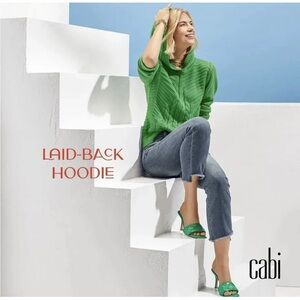 NEW CAbi Vibrant Green Sweater Relaxed Hoodie, Size S